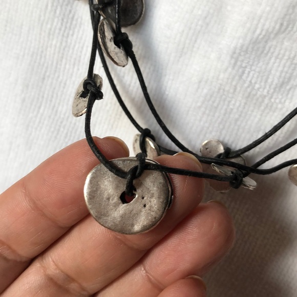 Volare leather / silver colored necklace and earrings - Picture 3 of 6